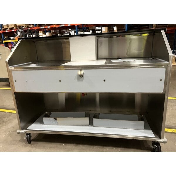 Scratch and Dent Regency 63" Basic Stainless Steel Portable Bar with Two Removable Speed Rails and Ice Bin