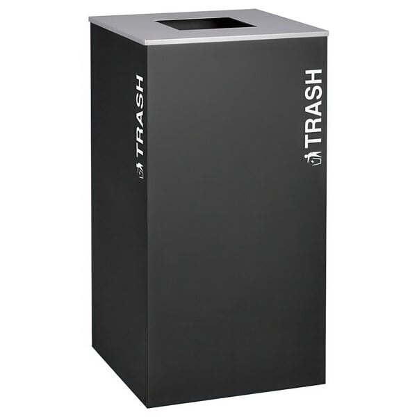 Scratch and Dent Ex-Cell Kaiser RC-KD36-T BLX Kaleidoscope XL Series Black Texture 36 Gallon Customizable Square Trash Receptacle
