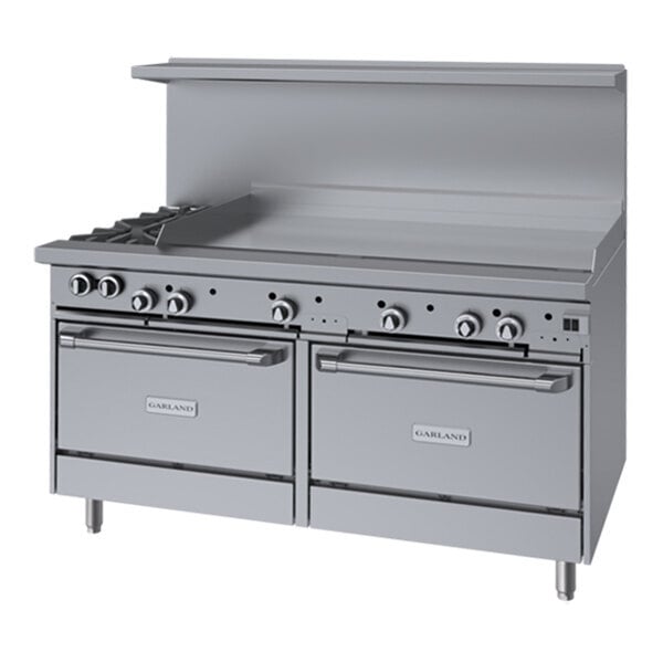 Scratch and Dent Garland G60-2G48CC Liquid Propane 2 Burner 60" Range with 48" Griddle and 2 Convection Ovens - 196,000 BTU