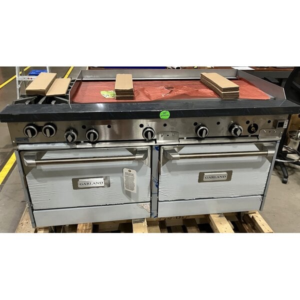 Scratch and Dent Garland G60-2G48CC Liquid Propane 2 Burner 60" Range with 48" Griddle and 2 Convection Ovens - 196,000 BTU