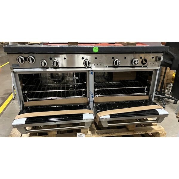 Scratch and Dent Garland G60-2G48CC Liquid Propane 2 Burner 60" Range with 48" Griddle and 2 Convection Ovens - 196,000 BTU