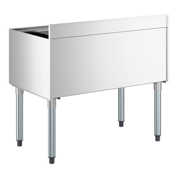 Scratch and Dent Regency 21" x 36" Stainless Steel Underbar Ice Bin with Bottle Holders - 119 lb.