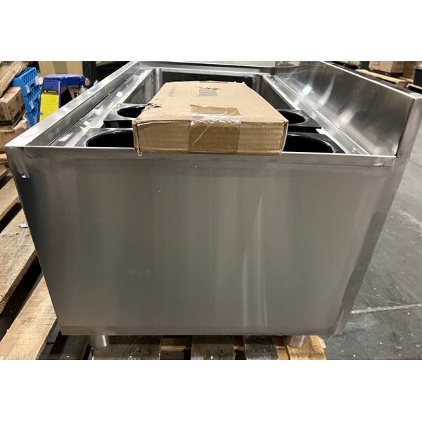 Scratch and Dent Regency 21" x 36" Stainless Steel Underbar Ice Bin with Bottle Holders - 119 lb.