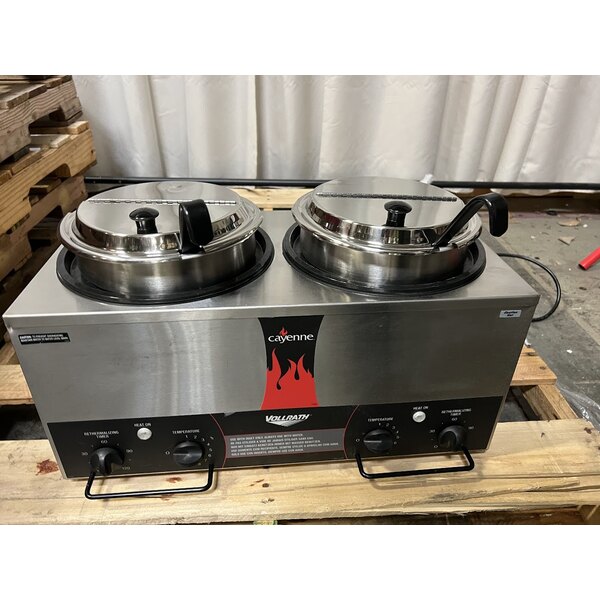 Scratch and Dent Vollrath 72029 Cayenne Twin Well 7.25 Qt. Rethermalizer / Warmer Package with Insets, Covers, and Ladles - 120V, 1400W