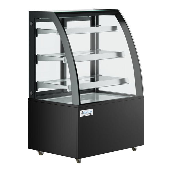 Scratch and Dent Avantco BCTD-36 36" Black 3-Shelf Curved Glass Dry Bakery Display Case with LED Lighting