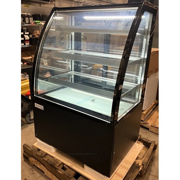 Scratch and Dent Avantco BCTD-36 36" Black 3-Shelf Curved Glass Dry Bakery Display Case with LED Lighting