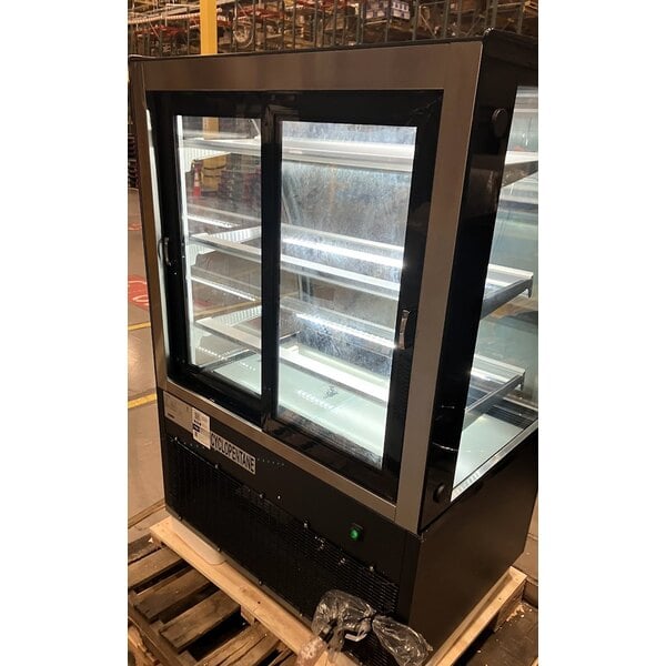 Scratch and Dent Avantco BCTD-36 36" Black 3-Shelf Curved Glass Dry Bakery Display Case with LED Lighting