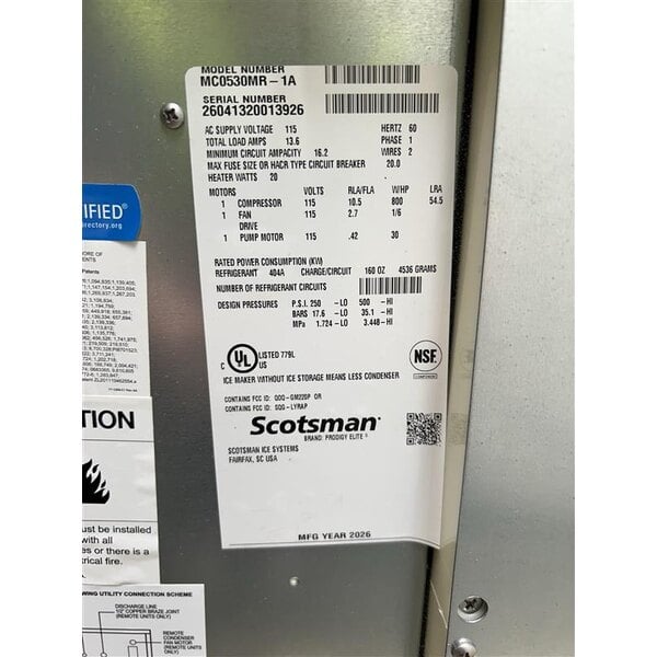 Scratch and Dent Scotsman MC0530MR-1 Prodigy Elite® Series 30" Remote Cooled Medium Cube Ice Machine - 500 lb., 115V
