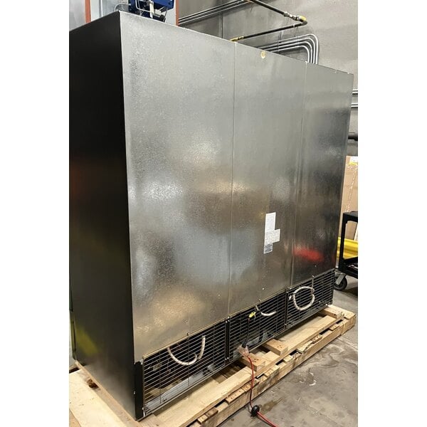 Scratch and Dent Beverage-Air MT72-1B 79" Marketeer Series Black Refrigerated Swing Glass Door Merchandiser with LED Lighting