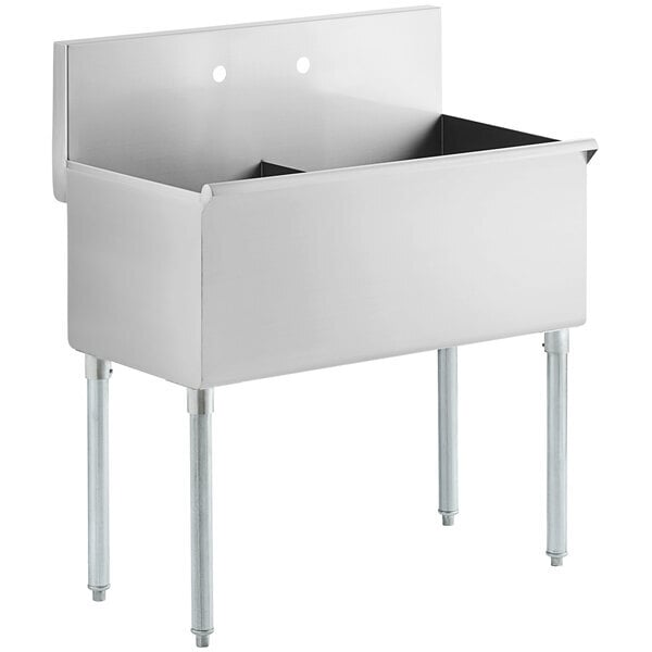 Scratch and Dent Regency 36" Two Compartment Commercial Utility Sink with 18" x 18" x 14" Sink Bowls