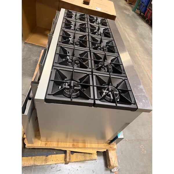 Scratch and Dent Cooking Performance Group S60-N Natural Gas 10 Burner 60" Range with 2 Standard Ovens - 360,000 BTU