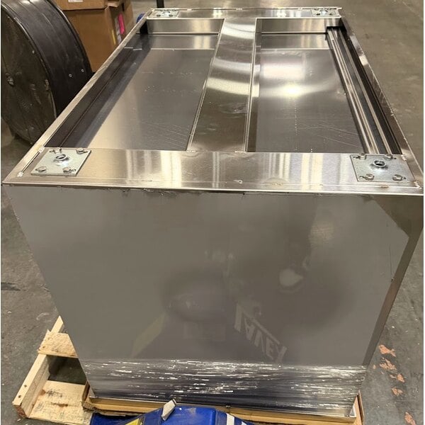 Scratch and Dent Regency 30" x 48" 16 Gauge Type 304 Stainless Steel Enclosed Base Table with Sliding Doors and Adjustable Midshelf