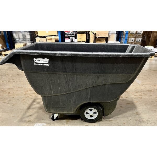 Scratch and Dent Rubbermaid® FG101300BLA Black 0.75 Cubic Yard Tilt Truck / Trash Cart (1000 lb.)