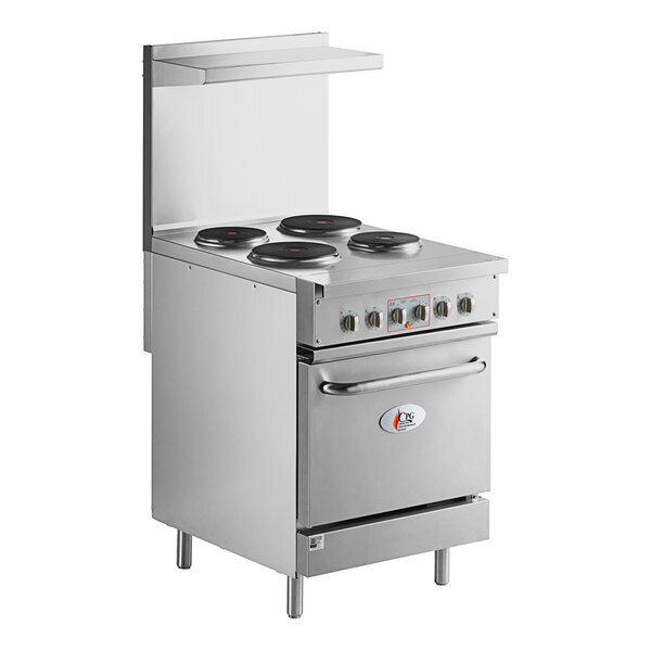 Scratch and Dent Cooking Performance Group ER24-240-1 24" 4-Burner Electric Range with Space Saver Oven - 240V, 1 Phase
