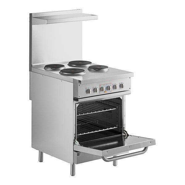 Scratch and Dent Cooking Performance Group ER24-240-1 24" 4-Burner Electric Range with Space Saver Oven - 240V, 1 Phase
