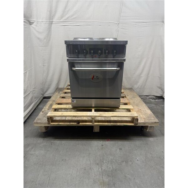 Scratch and Dent Cooking Performance Group ER24-240-1 24" 4-Burner Electric Range with Space Saver Oven - 240V, 1 Phase
