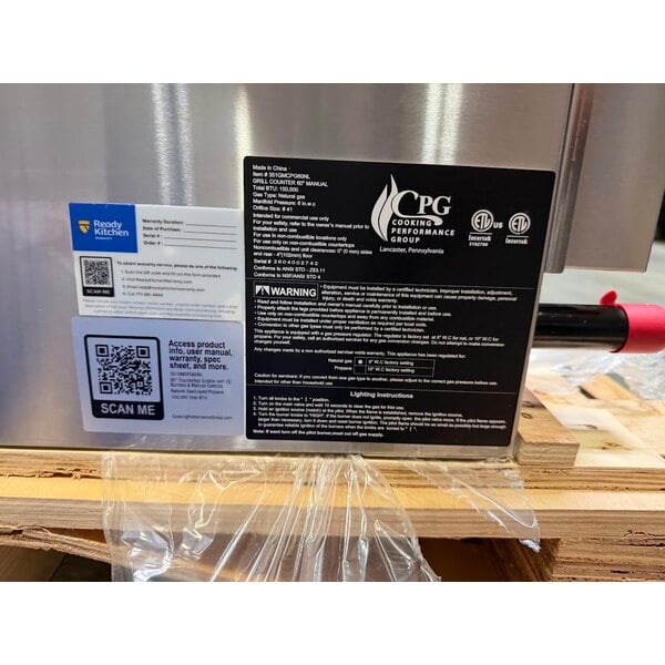 Scratch and Dent Cooking Performance Group GM-CPG-60-NL 60" Gas Countertop Griddle with Manual Controls - 150,000 BTU