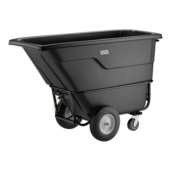 Scratch and Dent Lavex 1 Cubic Yard Black Towable Heavy-Duty Tilt Truck / Trash Cart (2,100 lb. Capacity)