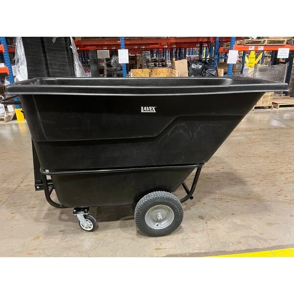 Scratch and Dent Lavex 1 Cubic Yard Black Towable Heavy-Duty Tilt Truck / Trash Cart (2,100 lb. Capacity)