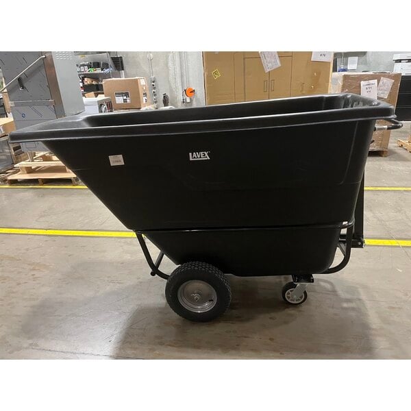 Scratch and Dent Lavex 1 Cubic Yard Black Towable Heavy-Duty Tilt Truck / Trash Cart (2,100 lb. Capacity)