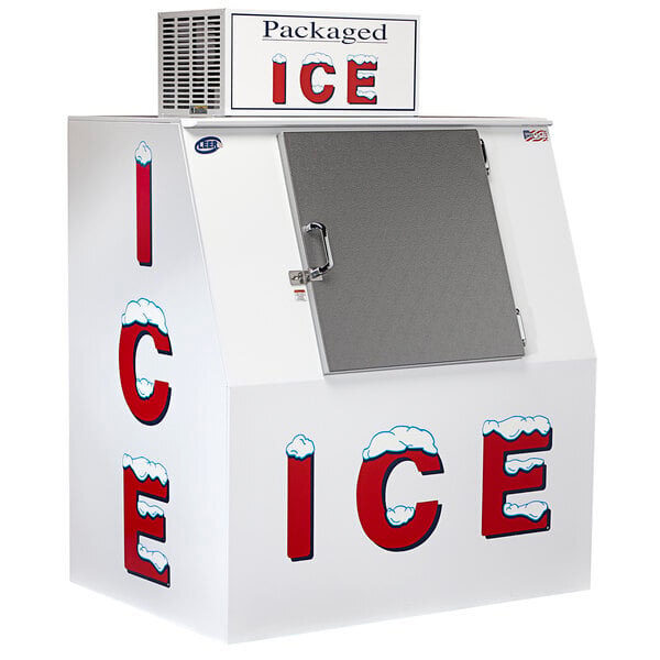 Scratch and Dent Leer 40ASL-R290 51" Outdoor Auto Defrost Ice Merchandiser with Slanted Front and Galvanized Steel Door