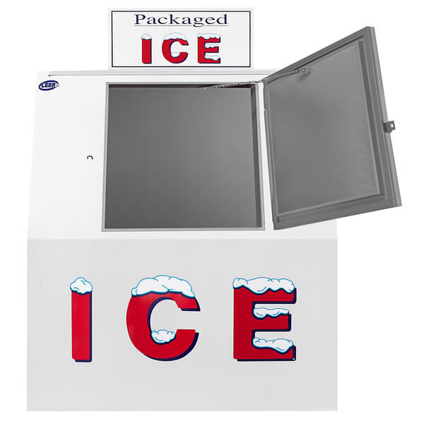 Scratch and Dent Leer 40ASL-R290 51" Outdoor Auto Defrost Ice Merchandiser with Slanted Front and Galvanized Steel Door