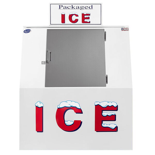 Scratch and Dent Leer 40ASL-R290 51" Outdoor Auto Defrost Ice Merchandiser with Slanted Front and Galvanized Steel Door