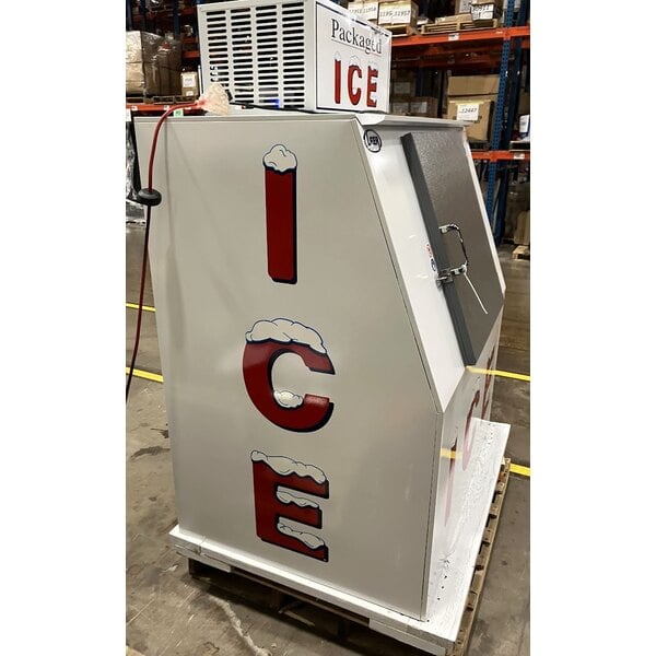 Scratch and Dent Leer 40ASL-R290 51" Outdoor Auto Defrost Ice Merchandiser with Slanted Front and Galvanized Steel Door
