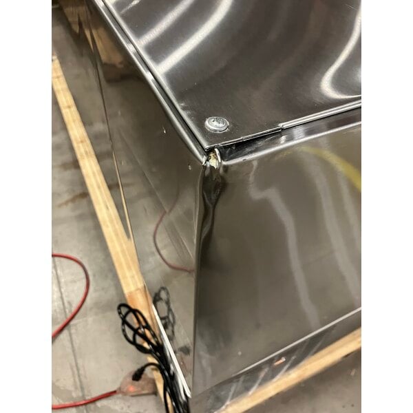 Scratch and Dent Avantco UBB-72-GT-G-S 73" Stainless Steel Underbar Height Narrow Glass Door Back Bar Refrigerator with Galvanized Top and LED Lighting