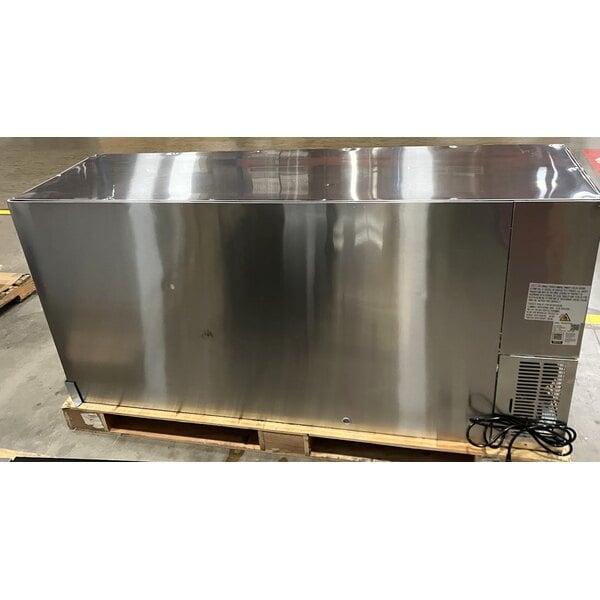Scratch and Dent Avantco UBB-72-GT-G-S 73" Stainless Steel Underbar Height Narrow Glass Door Back Bar Refrigerator with Galvanized Top and LED Lighting