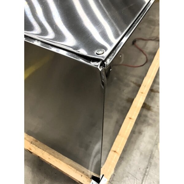 Scratch and Dent Avantco UBB-72-GT-G-S 73" Stainless Steel Underbar Height Narrow Glass Door Back Bar Refrigerator with Galvanized Top and LED Lighting