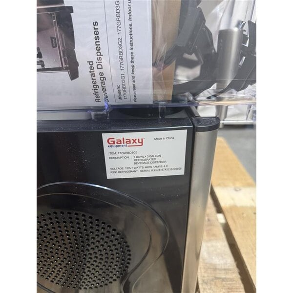Scratch and Dent Galaxy Triple 3 Gallon Bowl Refrigerated Beverage Dispenser - 120V