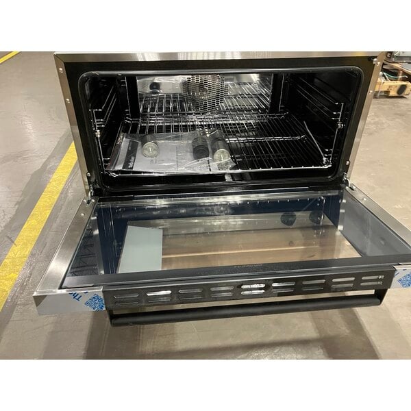 Scratch and Dent Moffat E27M2-T Turbofan Single Deck Full Size 2 Pan Electric Convection Oven with Mechanical Controls - 220-240V, 1 Phase, 3 kW
