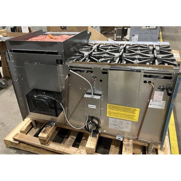 Scratch and Dent Garland G60-6R24CR Natural Gas 6 Burner 60" Range with 24" Raised Griddle / Broiler, 1 Standard Oven, and 1 Convection Oven - 307,000 BTU