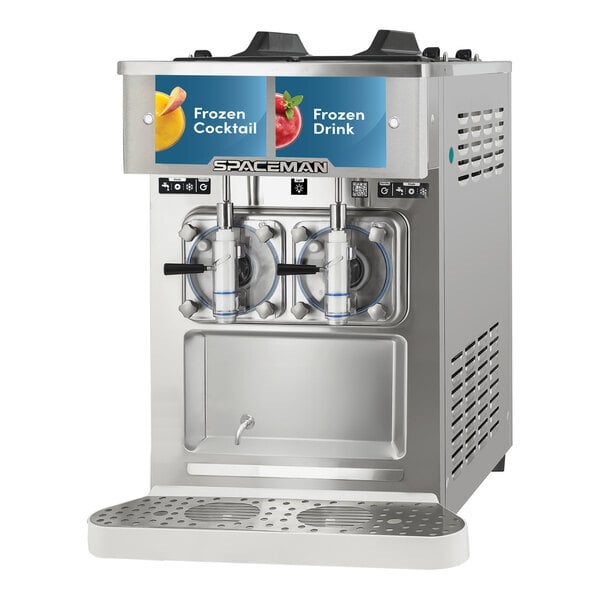 Scratch and Dent Spaceman 6455-CL Double 17 Qt. Countertop Pourover Slushy / Granita Frozen Drink Machine - 115V