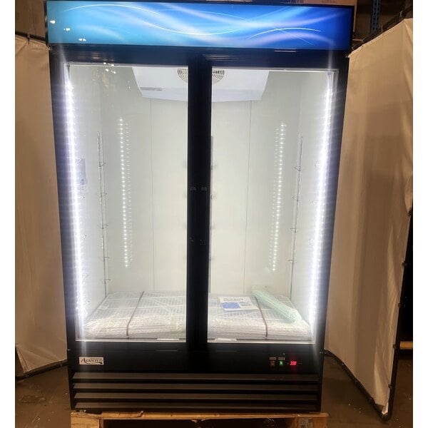 Scratch and Dent Avantco GDC-49-HC 53" Black Swing Glass Door Merchandiser Refrigerator with LED Lighting