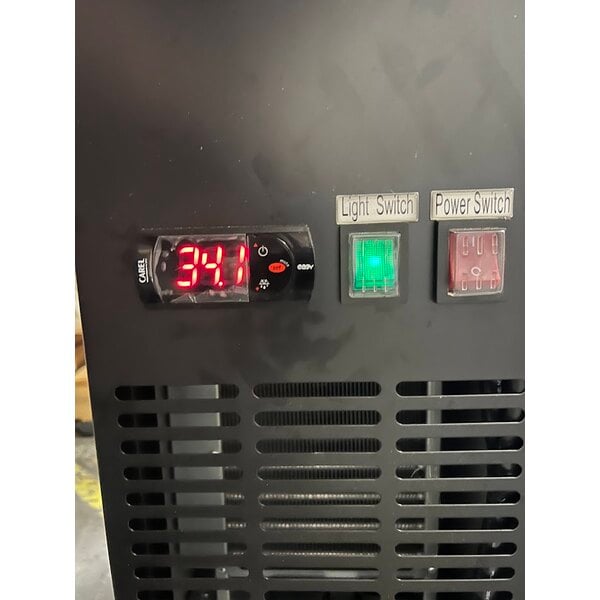 Scratch and Dent Avantco UBB-60G-HC 60" Black Counter Height Narrow Glass Door Back Bar Refrigerator with LED Lighting