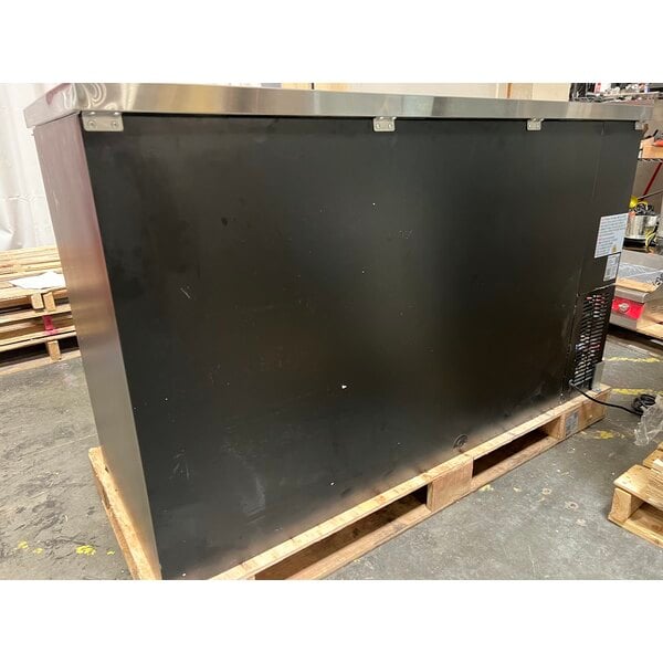 Scratch and Dent Avantco UBB-60G-HC 60" Black Counter Height Narrow Glass Door Back Bar Refrigerator with LED Lighting