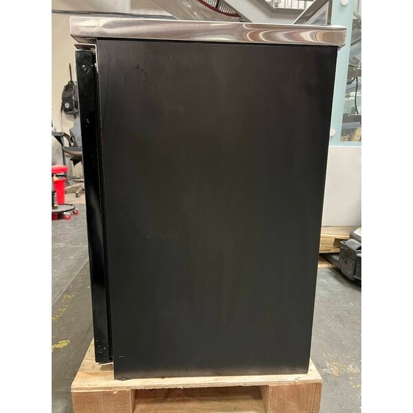 Scratch and Dent Avantco UBB-60G-HC 60" Black Counter Height Narrow Glass Door Back Bar Refrigerator with LED Lighting