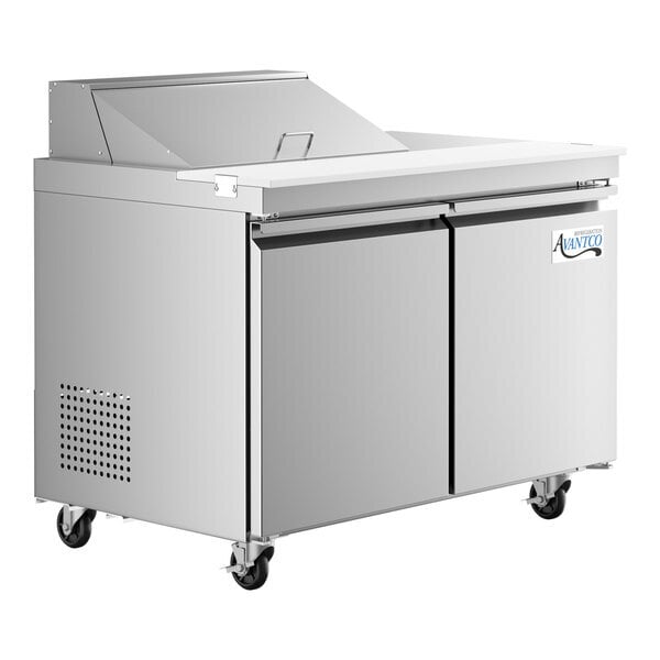 Scratch and Dent Avantco SS-PT-48-8-HC 48" 2 Door Stainless Steel Refrigerated Sandwich Prep Table with Workstation