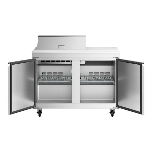 Scratch and Dent Avantco SS-PT-48-8-HC 48" 2 Door Stainless Steel Refrigerated Sandwich Prep Table with Workstation
