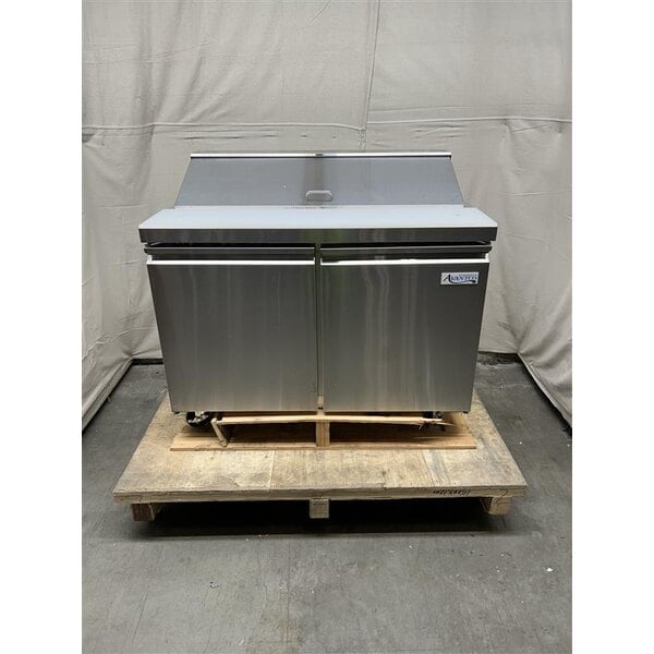 Scratch and Dent Avantco SS-PT-48-8-HC 48" 2 Door Stainless Steel Refrigerated Sandwich Prep Table with Workstation