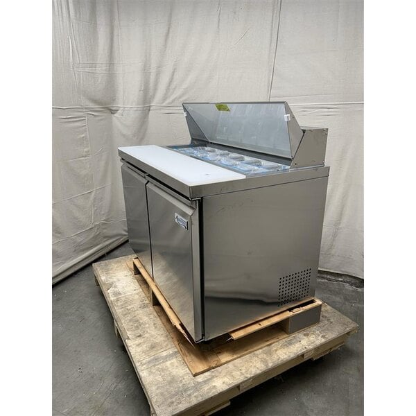 Scratch and Dent Avantco SS-PT-48-8-HC 48" 2 Door Stainless Steel Refrigerated Sandwich Prep Table with Workstation