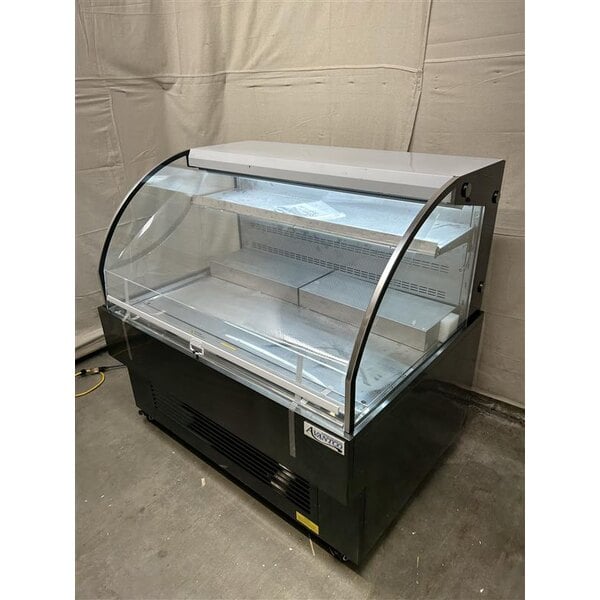 Scratch and Dent Avantco HAC-51-B 47 3/16" Black Horizontal Air Curtain Merchandiser with 1 Shelf and LED Lighting - 115V