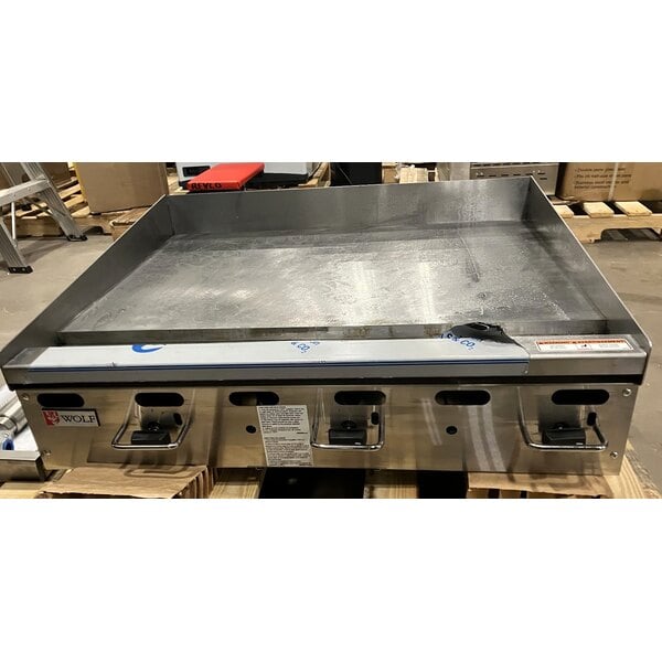 Scratch and Dent Wolf by Vulcan AGM36-LP Liquid Propane 36" Heavy-Duty Gas Countertop Griddle with Manual Controls - 81,000 BTU