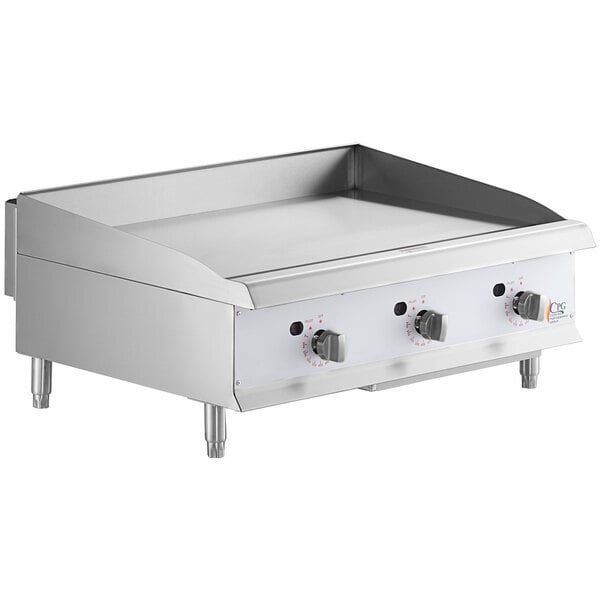 Scratch and Dent Cooking Performance Group GT-CPG-36-NL 36" Gas Countertop Griddle with Flame Failure Protection and Thermostatic Controls - 90,000 BTU