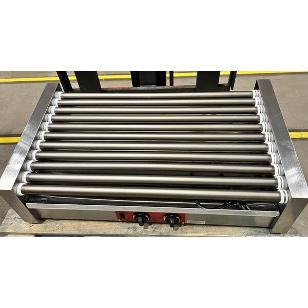 Scratch and Dent Avantco RG1850T 50 Slanted Hot Dog Roller Grill with 11 Non-Stick Rollers - 120V, 1460W