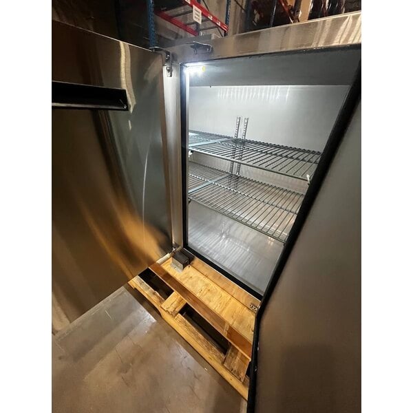 Scratch and Dent Avantco UBB-72-GT-S 73" Stainless Steel Underbar Height Narrow Solid Door Back Bar Refrigerator with Galvanized Top and LED Lighting