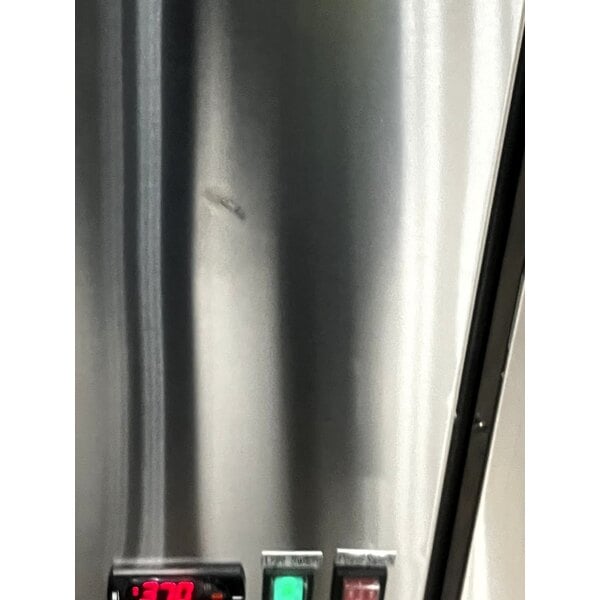 Scratch and Dent Avantco UBB-72-GT-S 73" Stainless Steel Underbar Height Narrow Solid Door Back Bar Refrigerator with Galvanized Top and LED Lighting