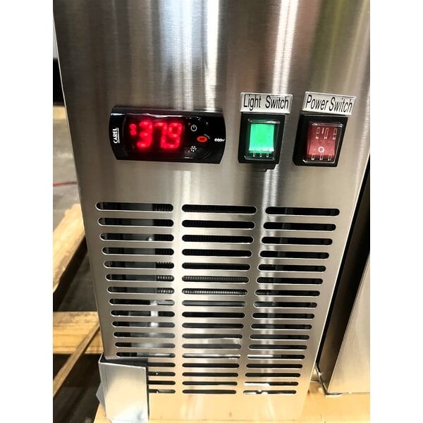 Scratch and Dent Avantco UBB-72-GT-S 73" Stainless Steel Underbar Height Narrow Solid Door Back Bar Refrigerator with Galvanized Top and LED Lighting